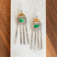 Lucin Variscite Rising Sun Fringe Earrings