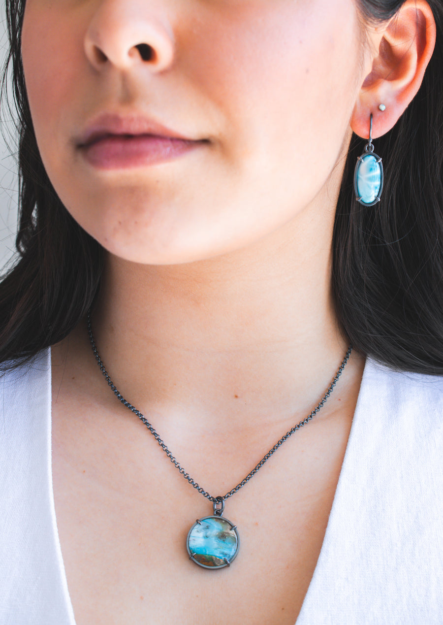 Larimar Oval Earrings
