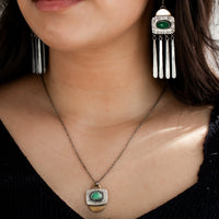 Lucin Variscite Rising Sun Fringe Earrings