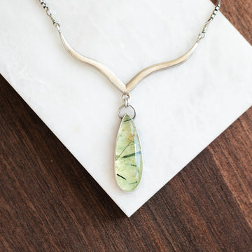 Arabesque Prehnite Teardrop Necklace