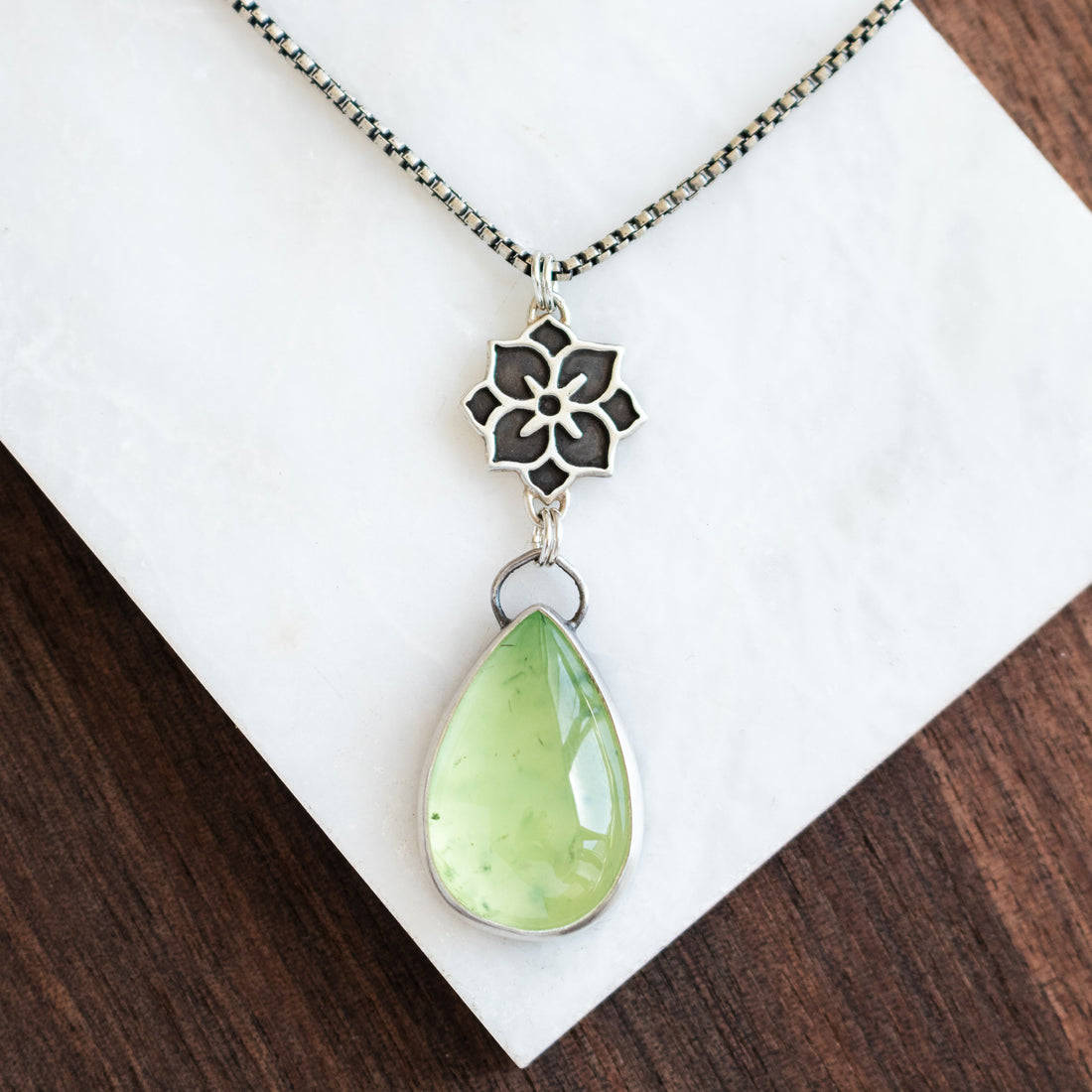 Prehnite Pear Meraki Necklace no.1