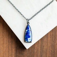 Bluebird Azurite Small Triangle Necklace - The Artisan's Bench