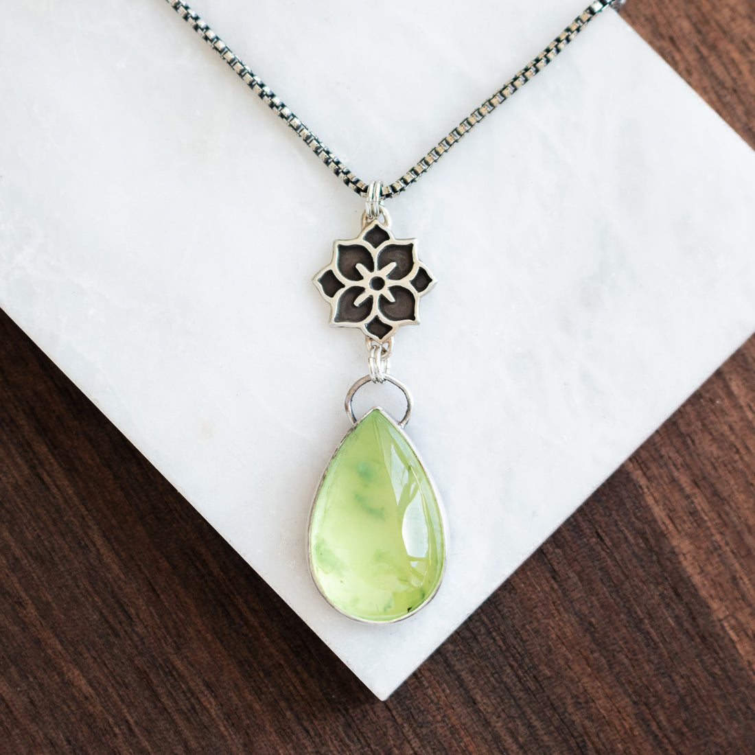 Prehnite Pear Meraki Necklace no.2