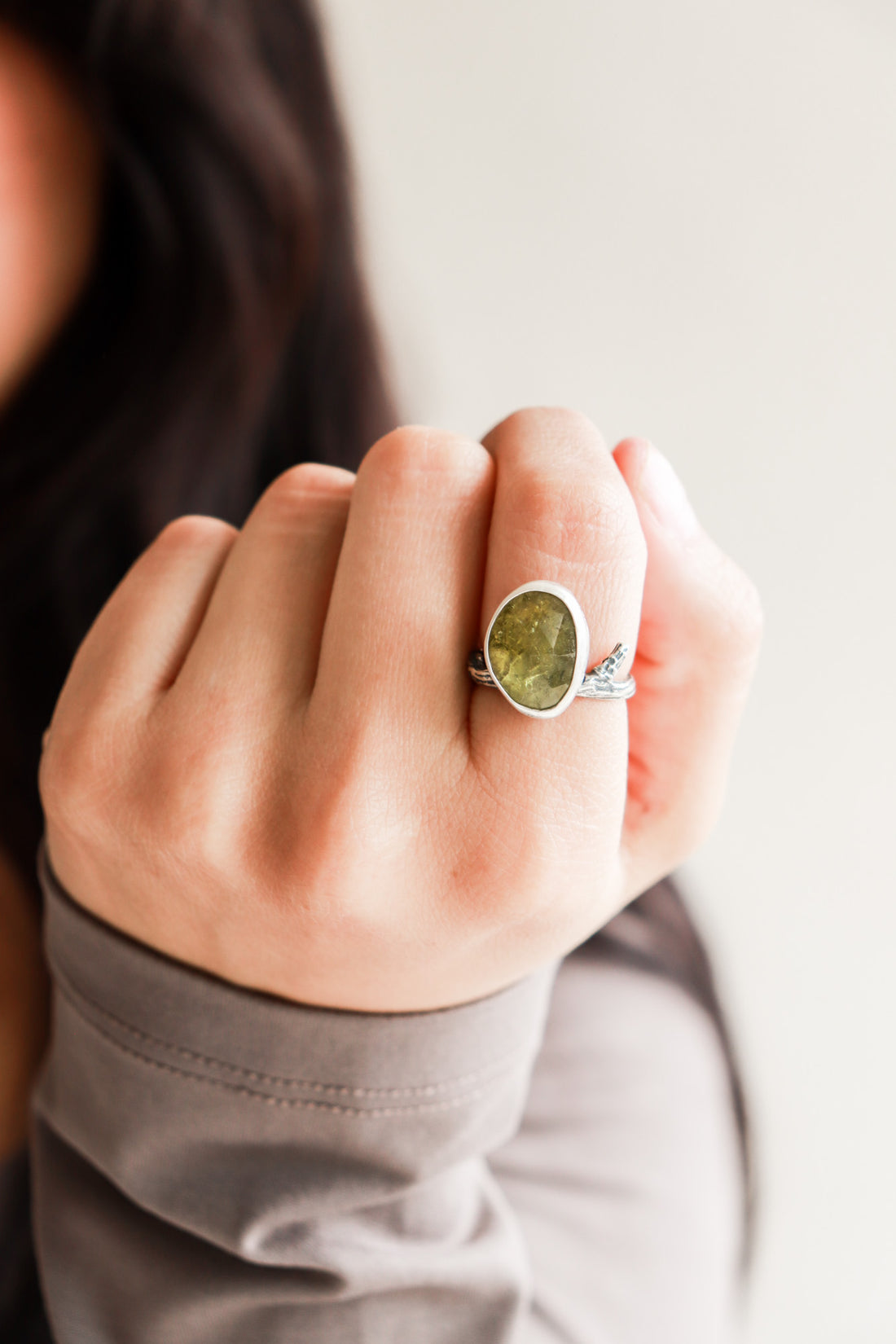 Size 6.75 | Green Garnet Branch Ring