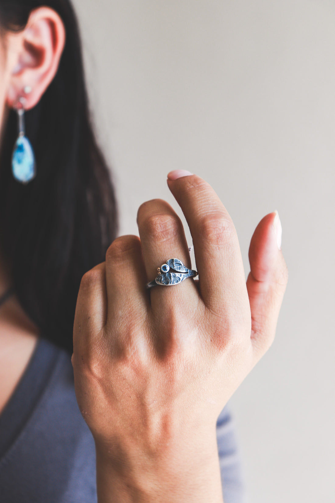 Size 7.5 | Sapphire 14k Lunar Sprout Ring