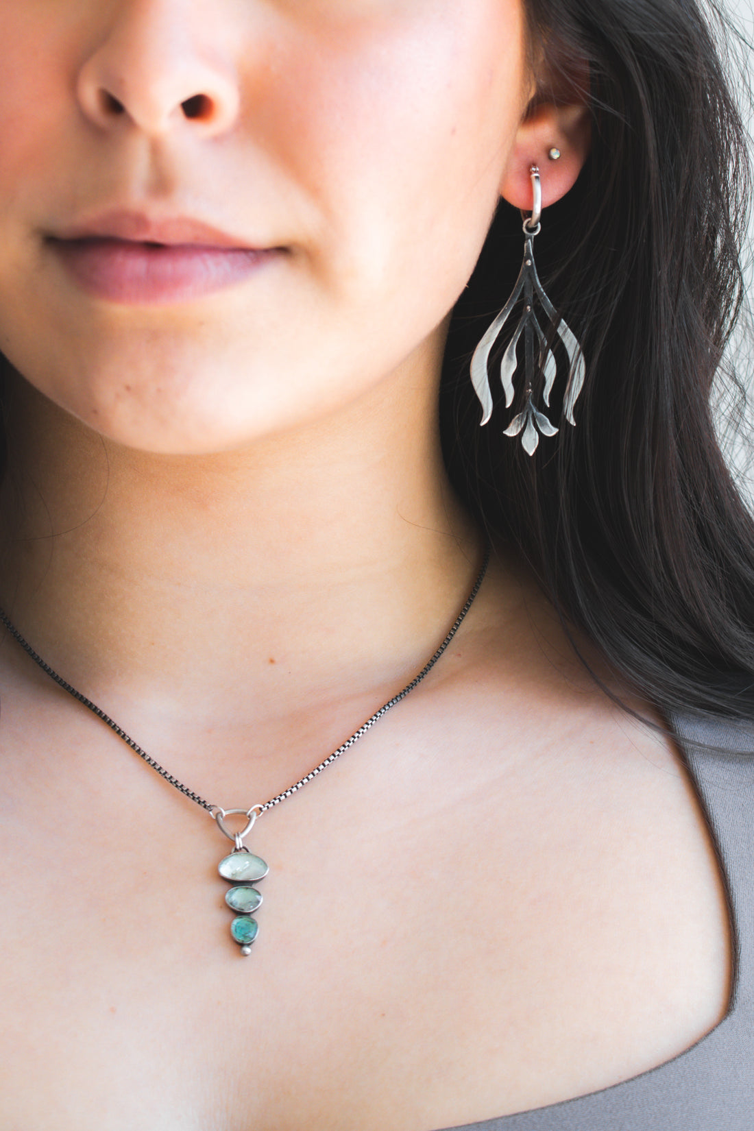 Blue Tourmaline "Y" Necklace no.1