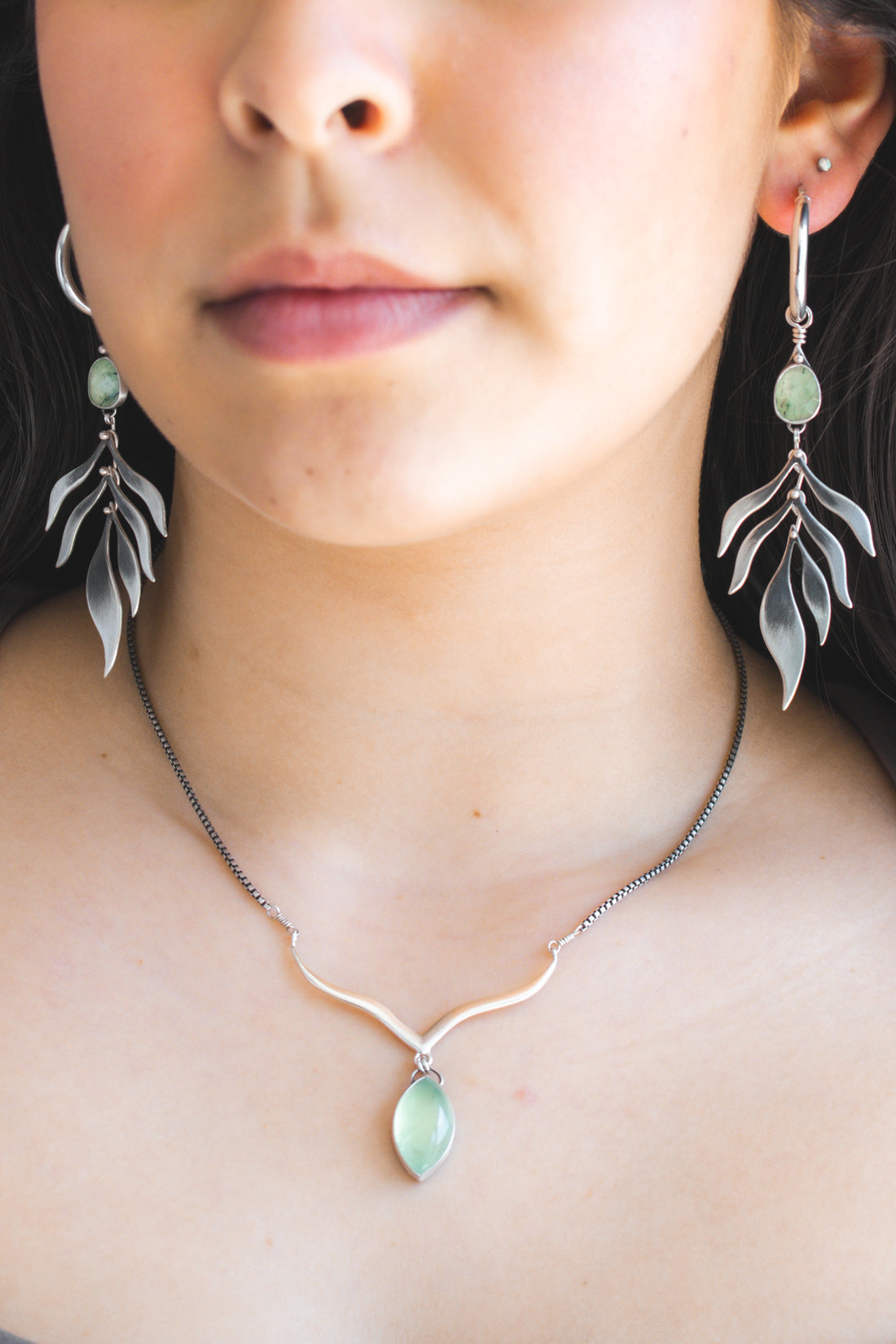 Arabesque Prehnite Marquis Necklace