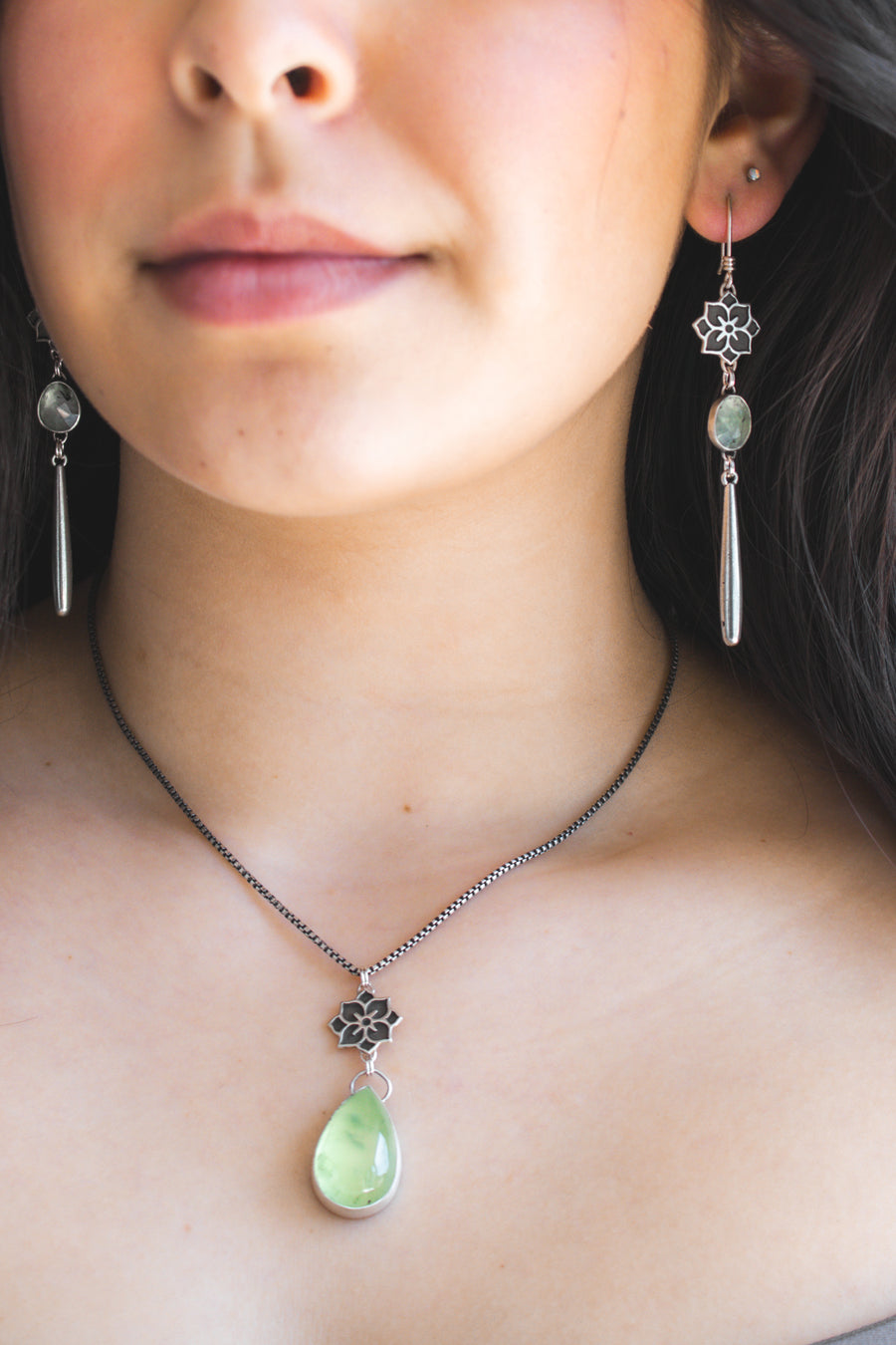 Prehnite Pear Meraki Necklace no.2