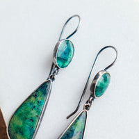 Opalwood & Kyanite Dangle Earrings