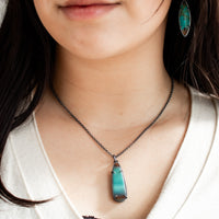 Opalized Wood Small Teardrop Necklace - The Artisan's Bench
