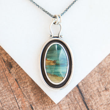 Green Jasper Shadowbox Pendant Necklace