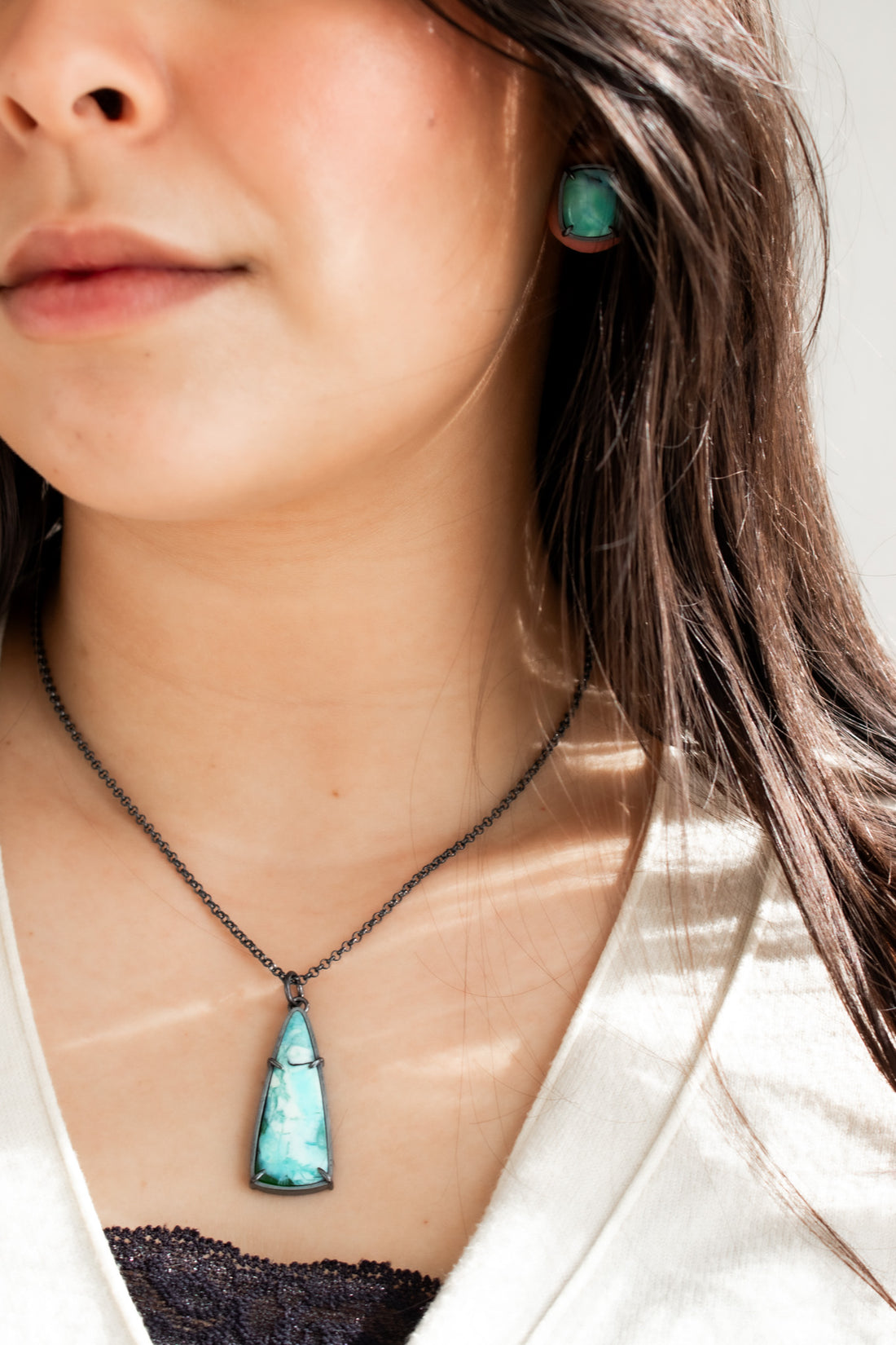 Opalized Wood Prong Stud Earrings - The Artisan's Bench