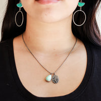 Turquoise Pebble Two Charms Necklace no.1