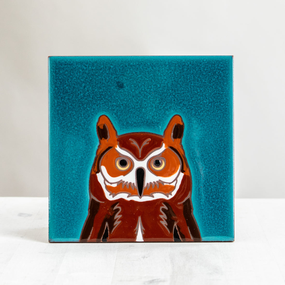 6x6 Great Horned Owl Tile - The Artisan's Bench