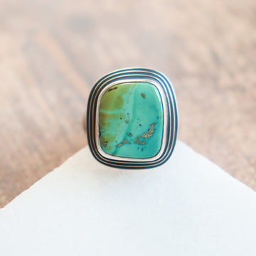 Size 7.5 | Chinese Turquoise 3 Layer Ring