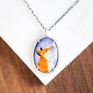 Oval Fox Face Up Necklace