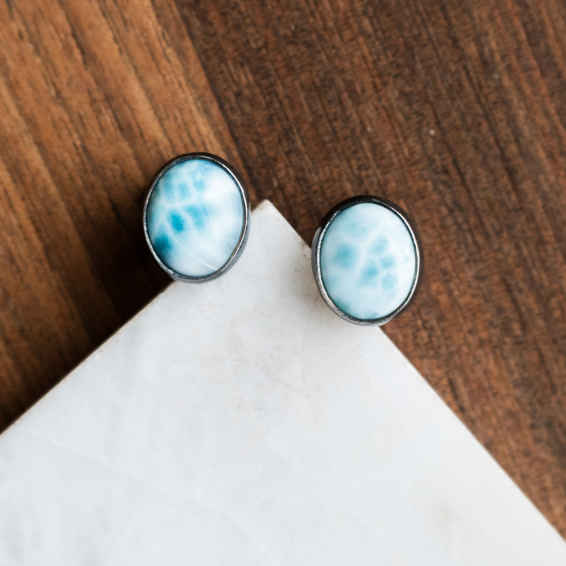 Larimar Stud Earrings - The Artisan's Bench