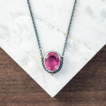 Pink Tourmaline + 14k Gold Necklace