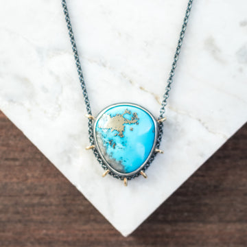 Persian Turquoise + 14k Gold Necklace