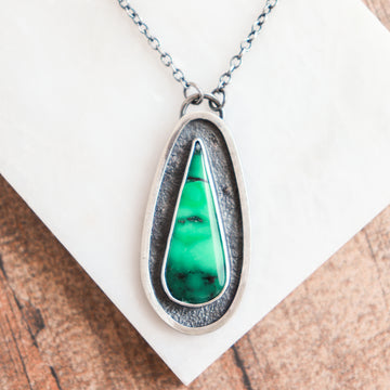 Variscite Teardrop Shadowbox Necklace