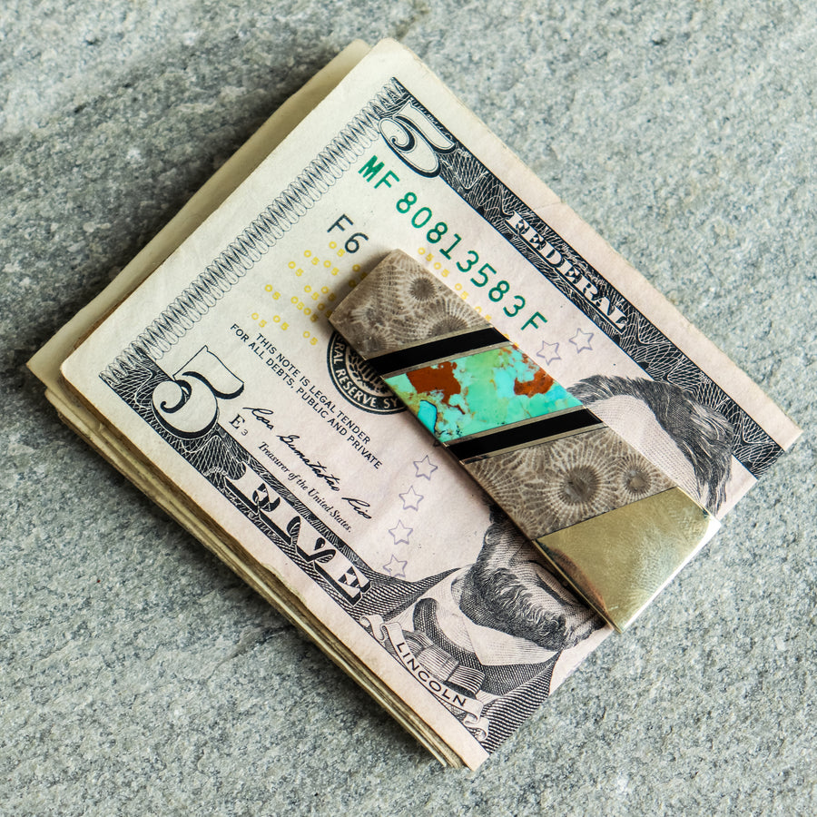 Petoskey + Turquoise Money Clip