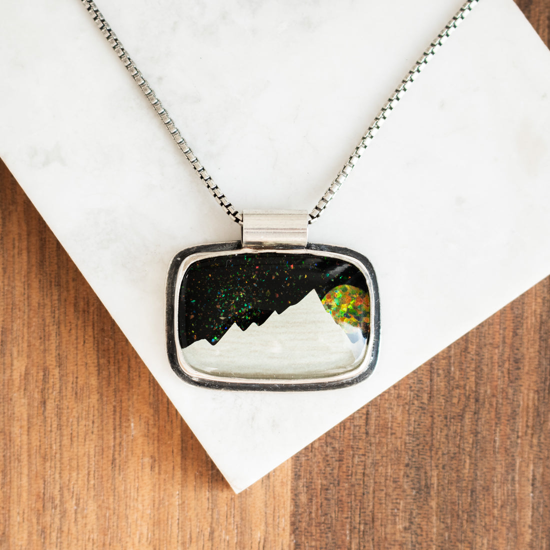 Opal Aurora Mosaic Borealis Mountain Necklace
