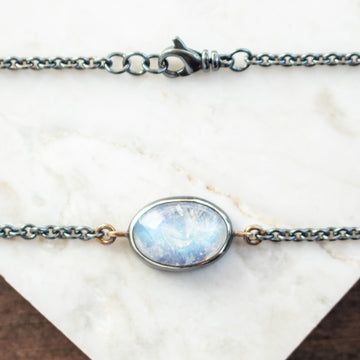Rainbow Moonstone + 14k Gold Bracelet no.2