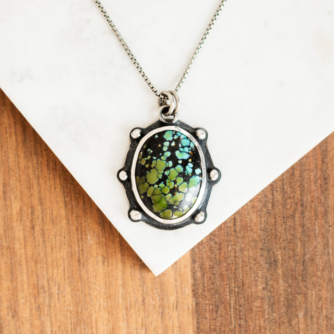 Hubei Turquoise Blue Green Oval Necklace