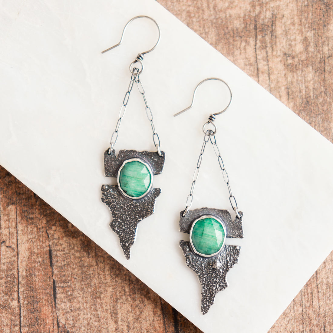 Emerald Pointed Earrings