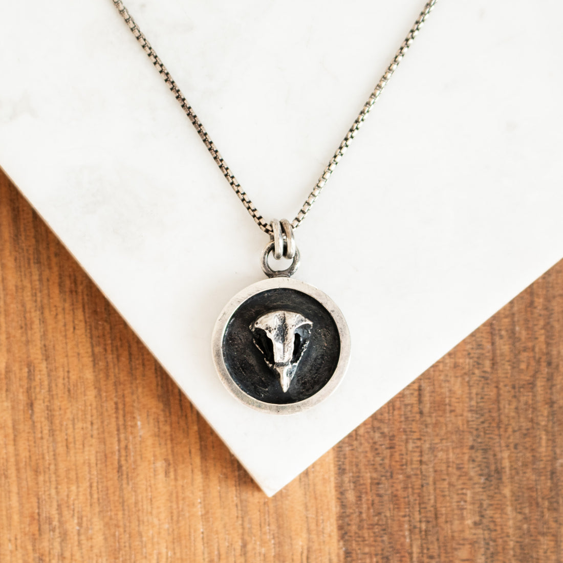 Owl Skull Round Shadow Box Necklace