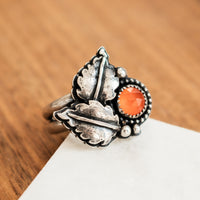 Size 8.5 | Orange Carnelian Autumn Leaf Ring