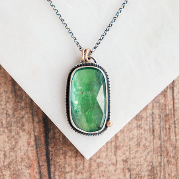 Green Kyanite Rectangle 14k Necklace