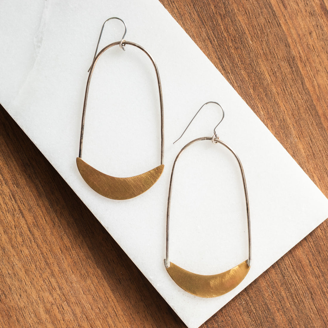 Large Brass Crescent Hoops