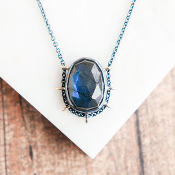 Faceted Labradorite 14k Oval Path Necklace no.1