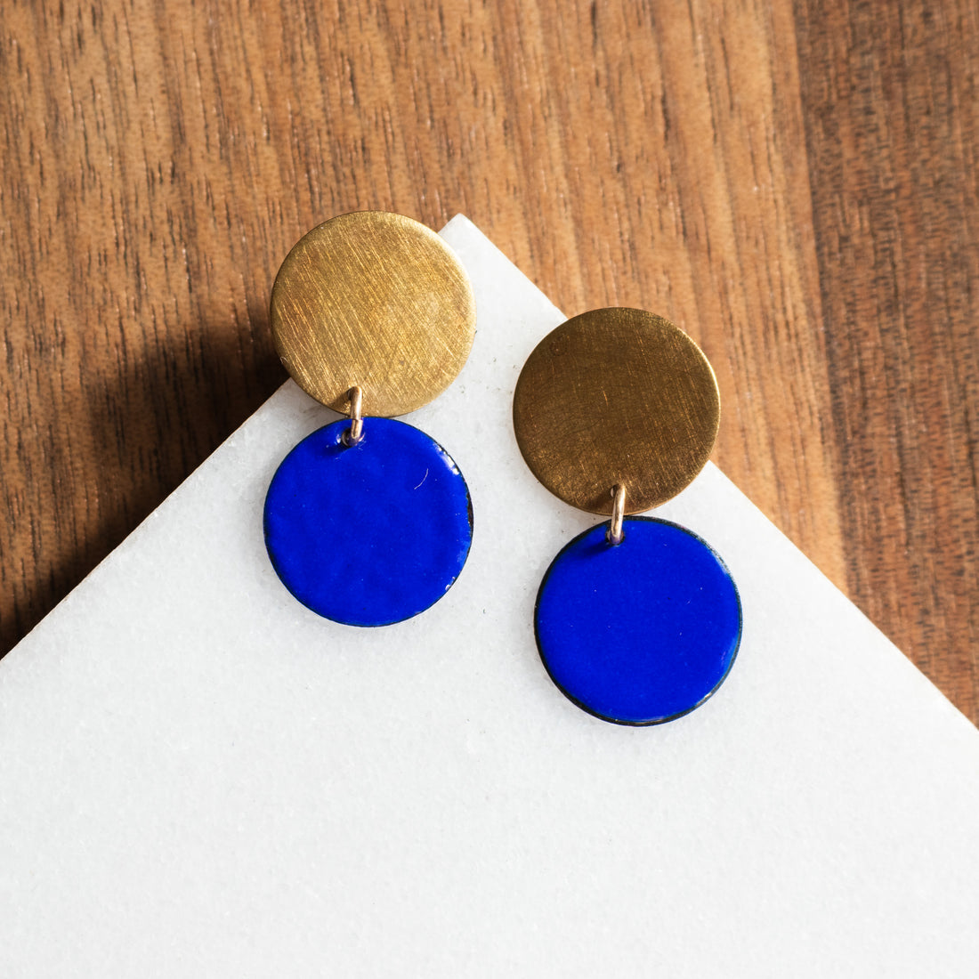 Blue Double Dot Earrings
