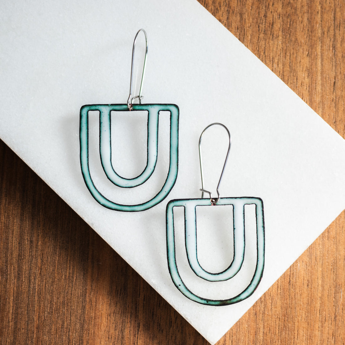 Double Bow Arch Enamel Earrings