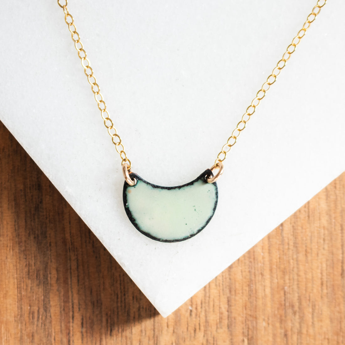 Enamel Crescent Gold Necklace