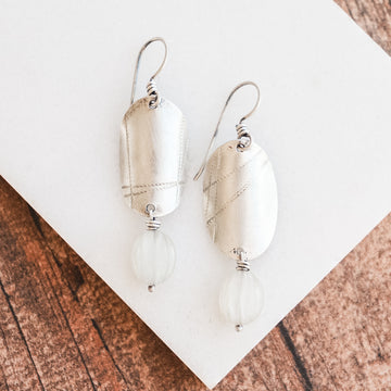 Moonstone Stamped no.2 Earrings