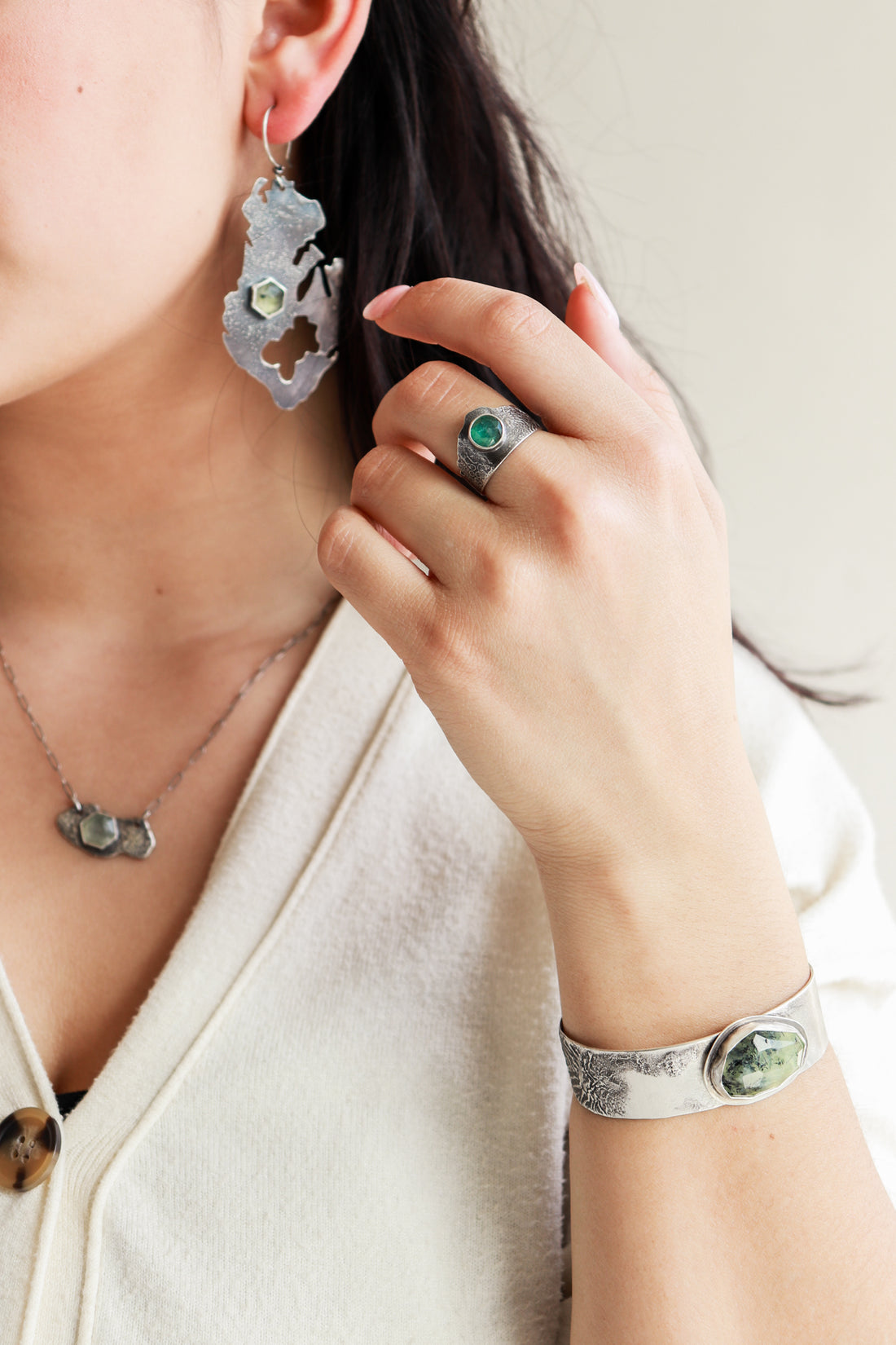 Prehnite Thick Textured Cuff