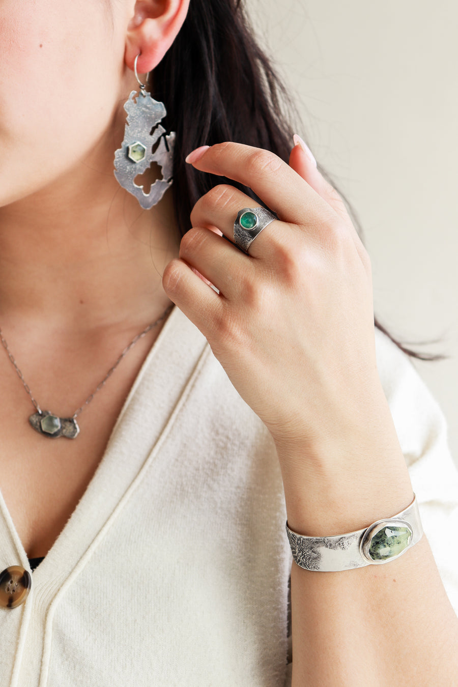 Prehnite Thick Textured Cuff