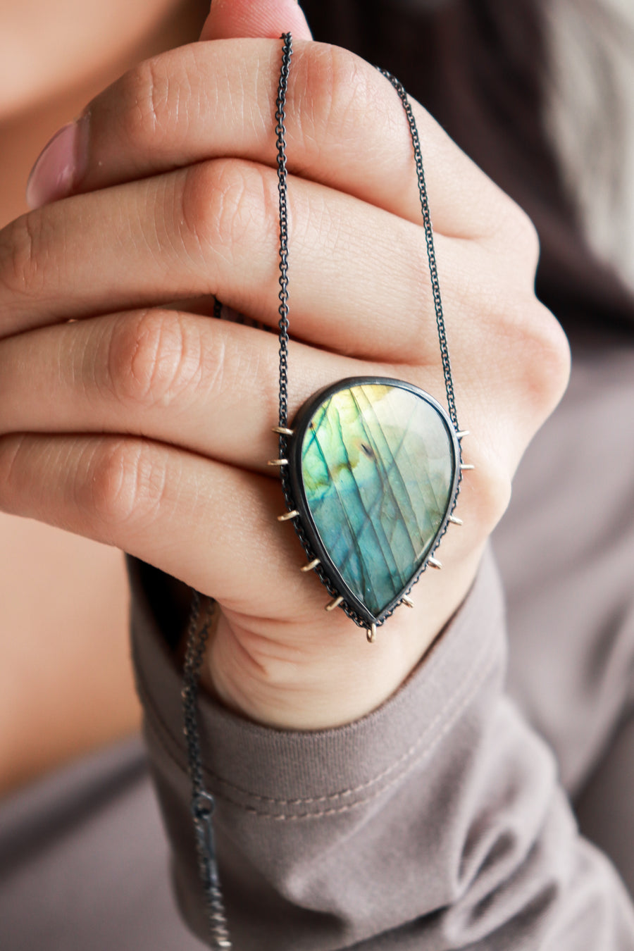 Labradorite 14k Pear Path Necklace