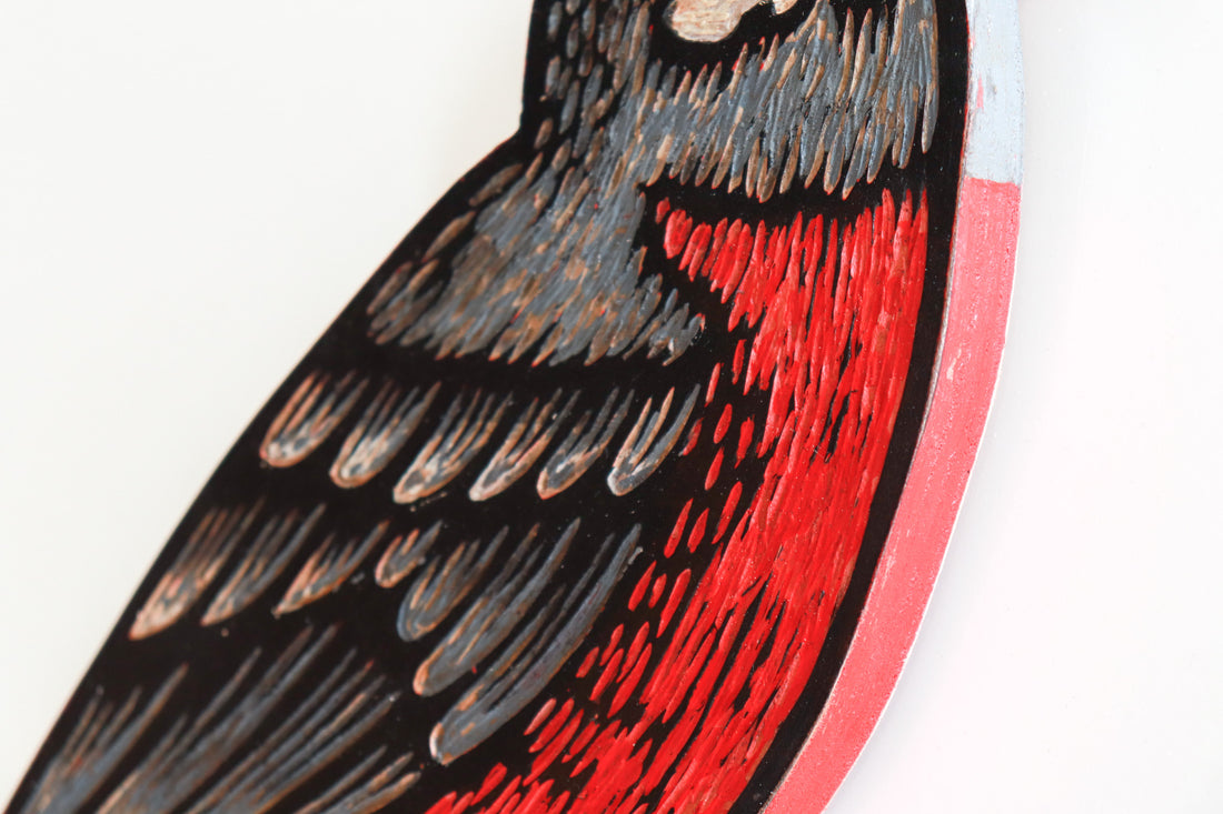 Robin on Nest 10x14 | Painted Wood Carving