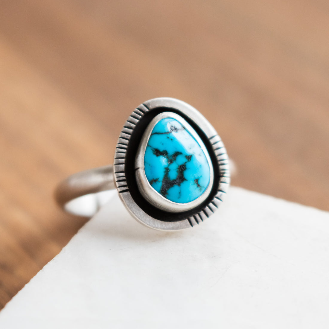 Size 8.25 | Kingman Turquoise Stamped Ring