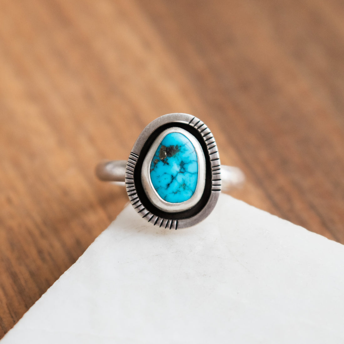 Size 7.25 | Kingman Turquoise Stamped Ring