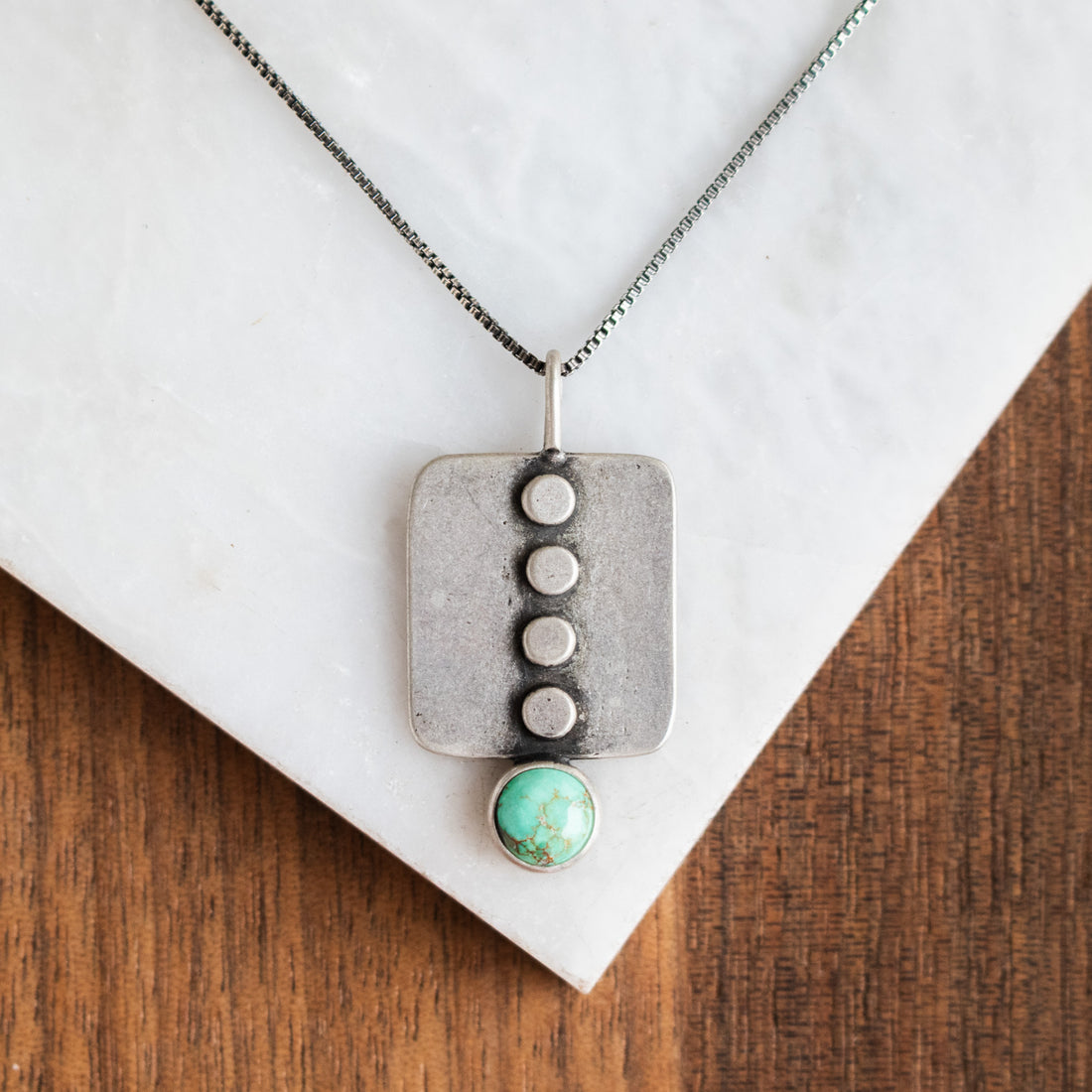 Rectangle Dotted Royston Turquoise Necklace