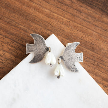 Mother of Pearl Dove Stud Earrings