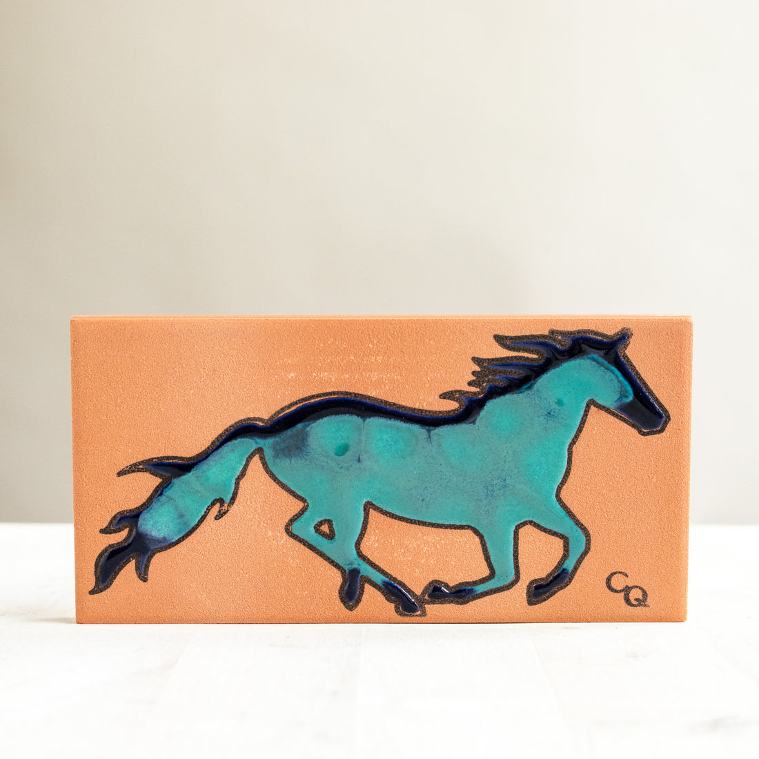 3x6 Watercolor Horse | Blue