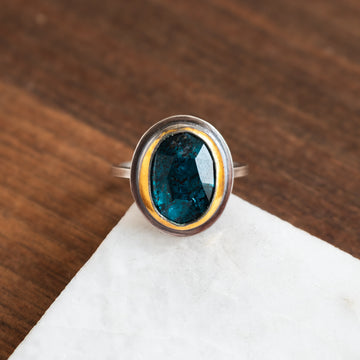 Size 7.75 | Teal Kyanite Crescent Ring