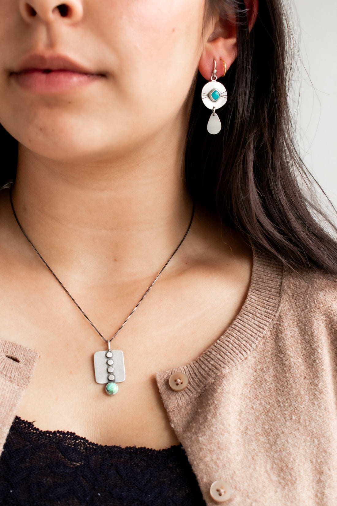 Rectangle Dotted Royston Turquoise Necklace