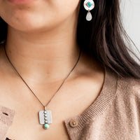 Round Stamped Royston Turquoise Earrings